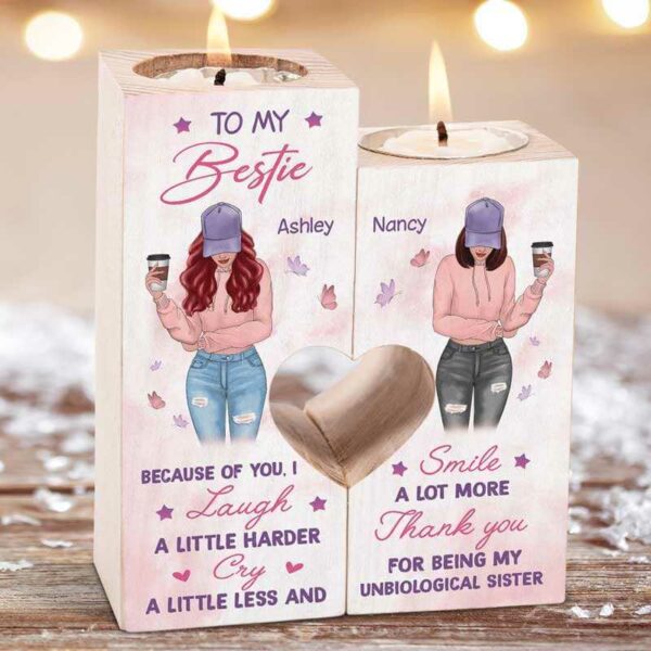 Candle Holder My Bestie Pink And Purple Personalized Candle Holder Onesize