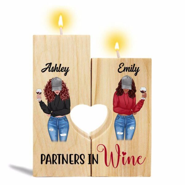 Candle Holder Partners In Wine Modern Besties Front View Personalized Candle Holder Onesize