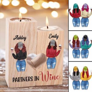 Candle Holder Partners In Wine Modern Besties Front View Personalized Candle Holder Onesize
