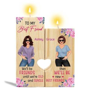Candle Holder Posing Women Besties Floral Personalized Candle Holder Onesize