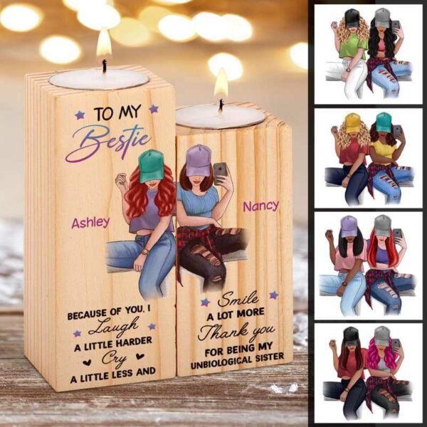 Candle Holder Selfie Besties Personalized Candle Holder Onesize