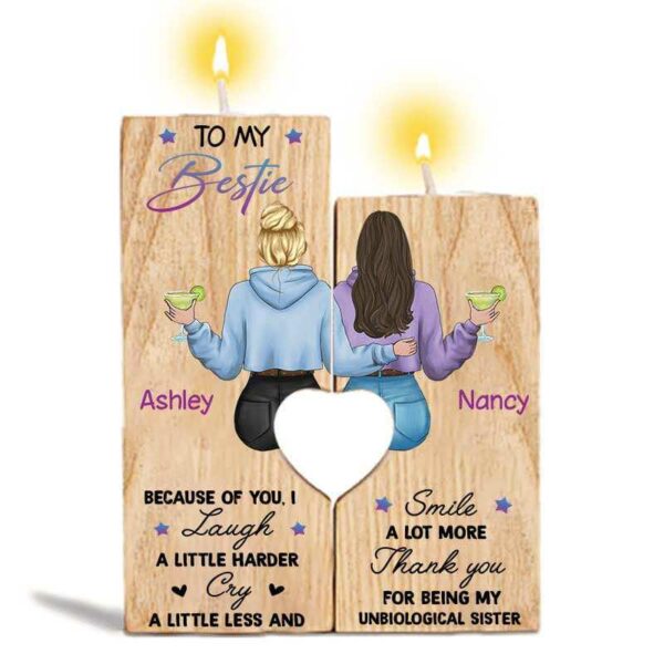 Candle Holder To My Bestie Back View Personalized Candle Holder Onesize