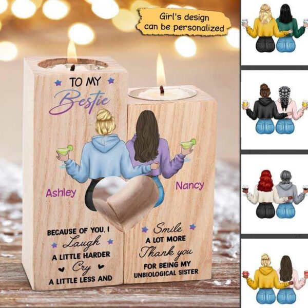 Candle Holder To My Bestie Back View Personalized Candle Holder Onesize