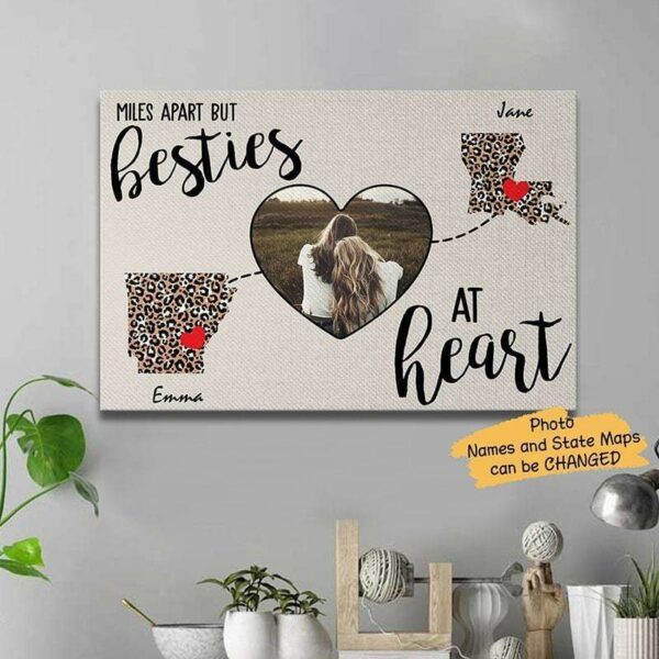 Canvas Prints Besties At Heart Leopard Photo Personalized Canvas 24" x 16" - BEST SELLER