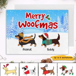 Cards Dachshund Christmas Merry Woofmas Personalized Cards 7x5 / 1 Card