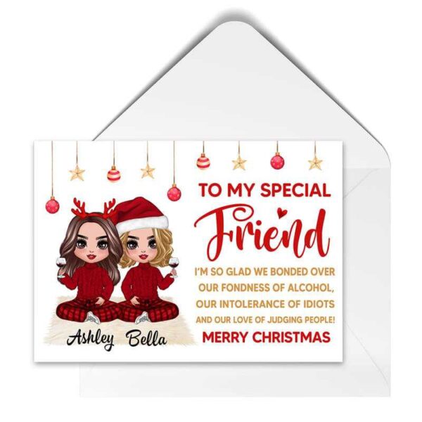 Cards Doll Besties Checkered Pants Best Friends Christmas Personalized Postcard