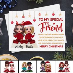 Cards Doll Besties Checkered Pants Best Friends Christmas Personalized Postcard 7x5 / Set of 10