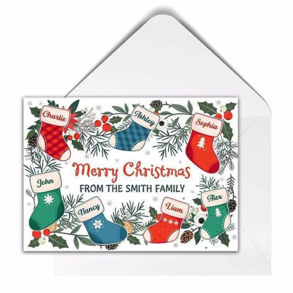 Cards Family Christmas Stocking Personalized Postcard