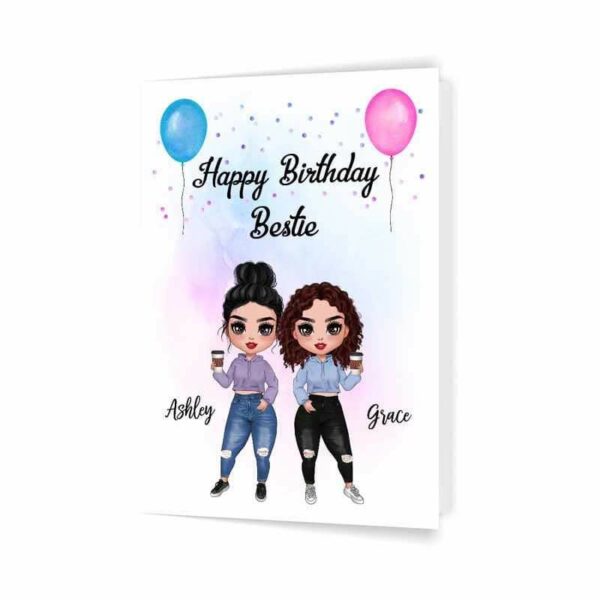 Cards Happy Birthday Doll Besties Personalized Folding Cards