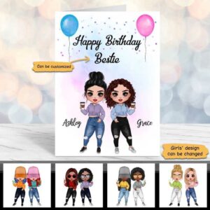 Cards Happy Birthday Doll Besties Personalized Folding Cards 5x7 / 1 Card