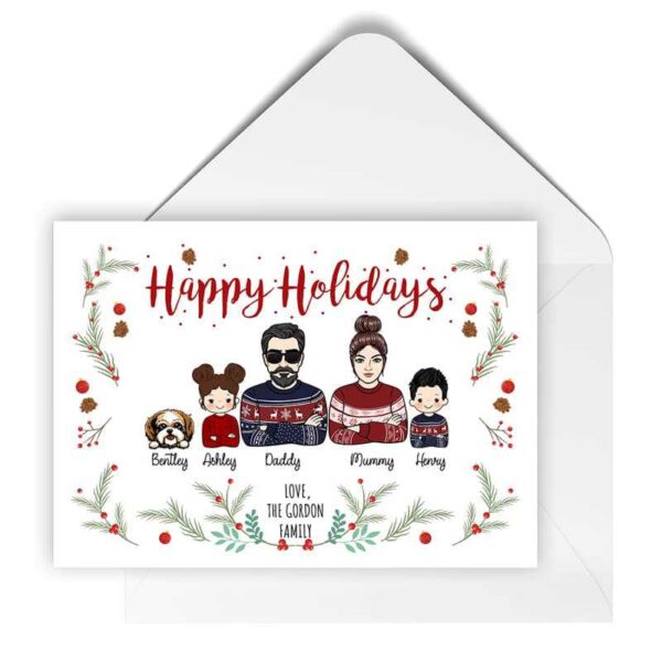 Cards Happy Holidays Family Personalized Postcard