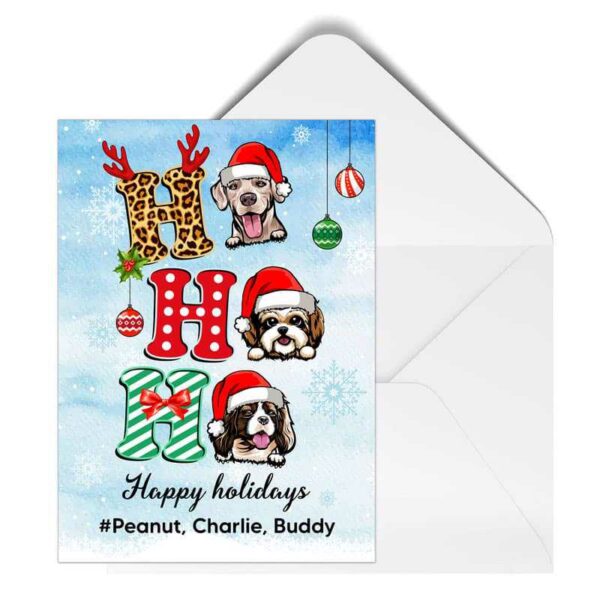 Cards Ho Ho Ho Dogs Christmas Personalized Postcard
