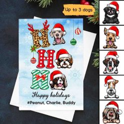Cards Ho Ho Ho Dogs Christmas Personalized Postcard 5x7 / Set of 10