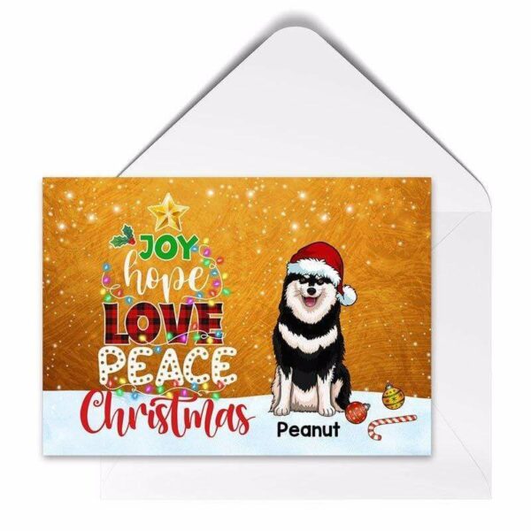 Cards Joy Hope Love Peace Christmas Dogs Personalized Postcard
