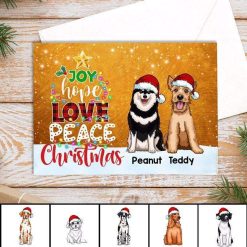 Cards Joy Hope Love Peace Christmas Dogs Personalized Postcard 7x5 / 1 Card