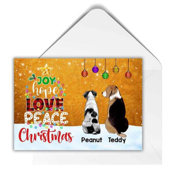 Cards Joy Hope Love Peace Christmas Sitting Dogs Personalized Postcard