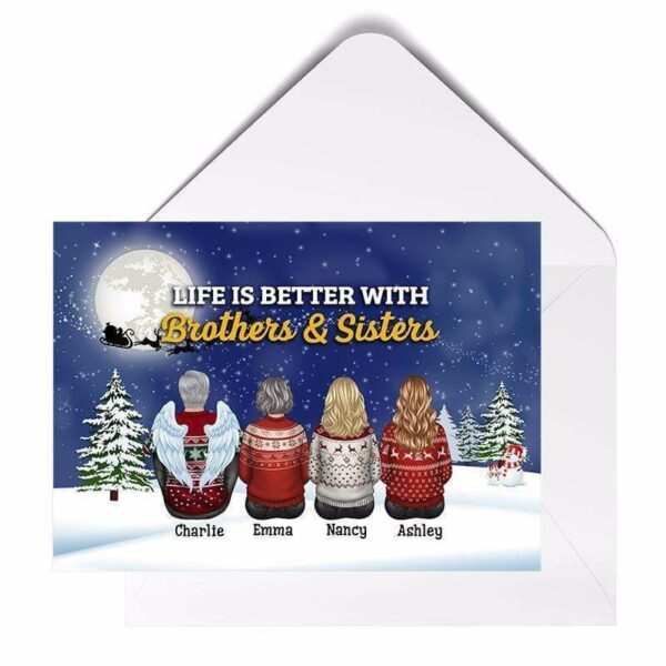Cards Life Is Better With Brothers Sisters Siblings Personalized Postcard