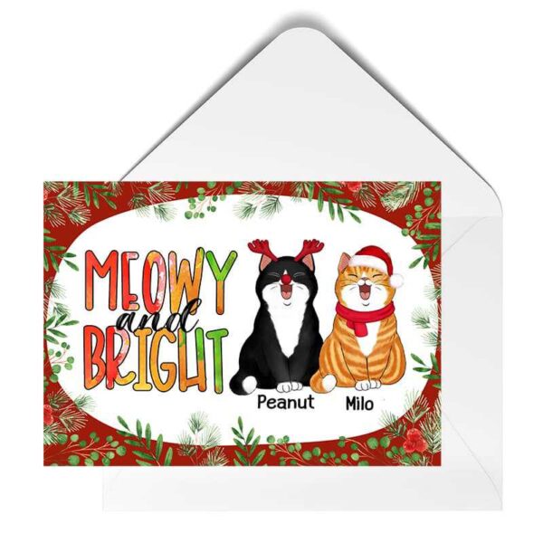 Cards Meowy And Bright Cats Christmas Personalized Postcard