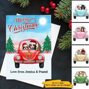 Cards Merry Christmas From Girl And Her Dogs Personalized Postcard 5x7 / Set of 10