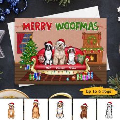 Cards Merry Woofmas Dogs On Sofa Christmas Personalized Cards 7x5 / 1 Card