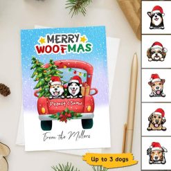 Cards Merry Woofmas Peeking Dog Christmas Personalized Postcard 5x7 / 1 Card