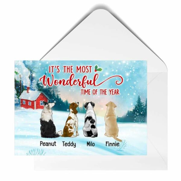 Cards Sitting Dogs In Snow Personalized Postcard