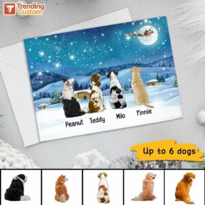 Cards Sitting Dogs In Snow Personalized Postcard 7x5 / 1 Card