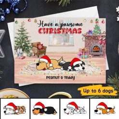 Cards Sleeping Dogs Christmas Personalized Postcard 7x5 / 1 Card