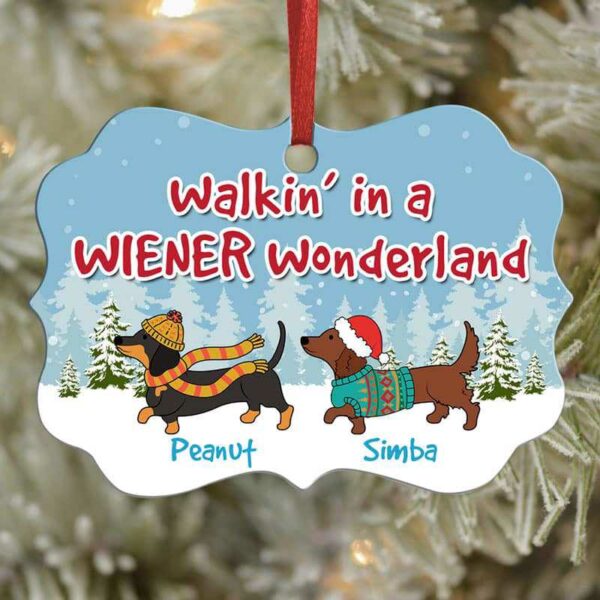 Christmas Ornament Dachshund Wiener Wonderland Dog Personalized Christmas Ornament Pack 1
