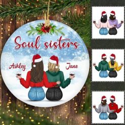 Circle Ornament Besties In Snow Personalized Circle Ornament Pack 1