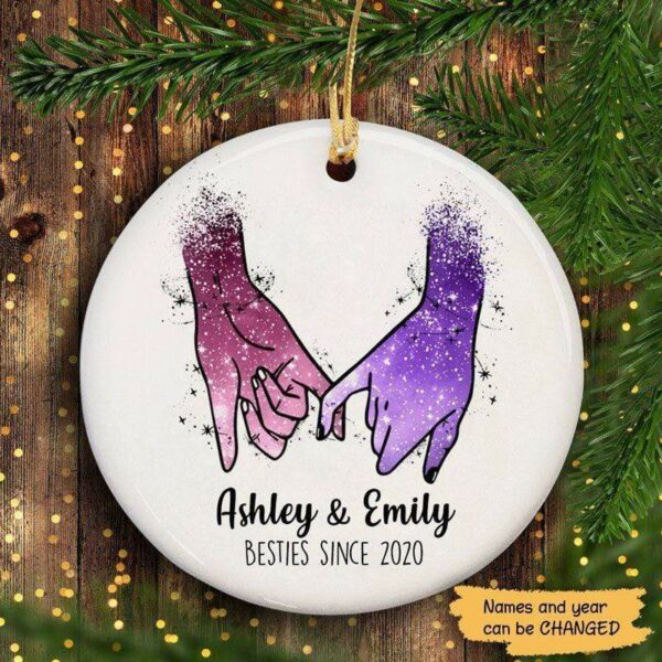Circle Ornament Besties Pinky Promise Personalized Circle Ornament Pack 2