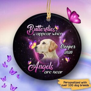 Circle Ornament Butterflies Appear When Angels Are Near Dogs Memorial One Size / Black