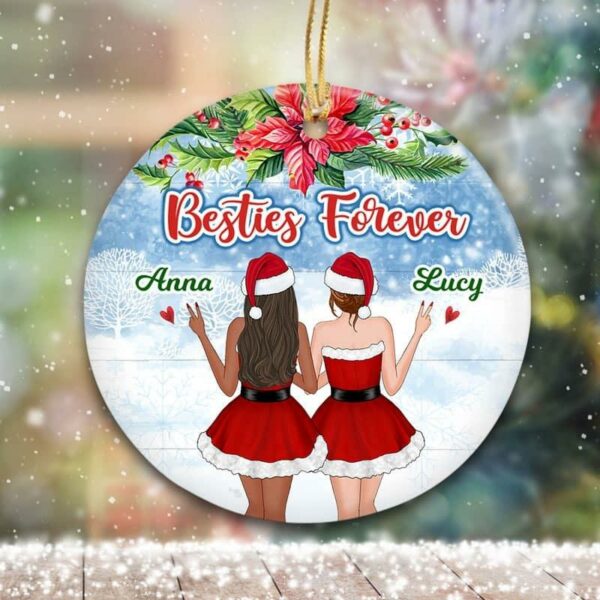 Circle Ornament Christmas Dress Besties Snow Personalized Circle Ornament