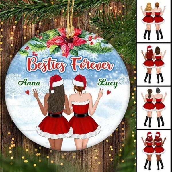 Circle Ornament Christmas Dress Besties Snow Personalized Circle Ornament Pack 1