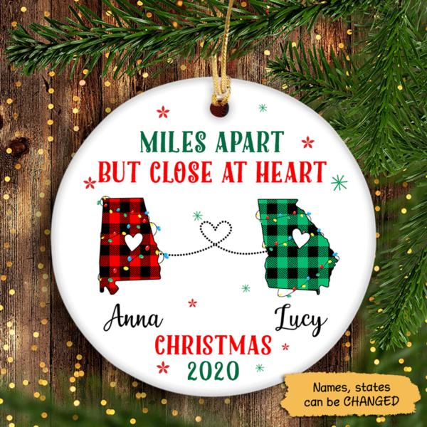 Circle Ornament Christmas Miles Apart Close At Heart Besties Personalized Circle Ornament Pack 1