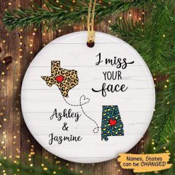 Circle Ornament Colorful Leopard Long Distance Besties Personalized Circle Ornament Pack 1