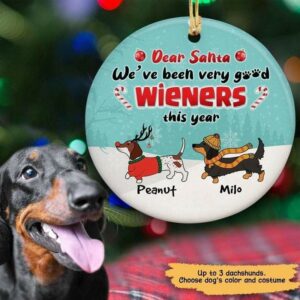 Circle Ornament Dachshund Been A Good Wiener Circle Personalized Decorative Christmas Ornament Pack 1
