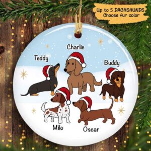 Circle Ornament Dachshund Christmas Personalized Decorative Circle Ornament Pack 1