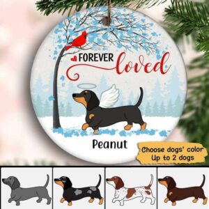Circle Ornament Dachshund Memorial Cardinal Personalized Circle Ornament Pack 1