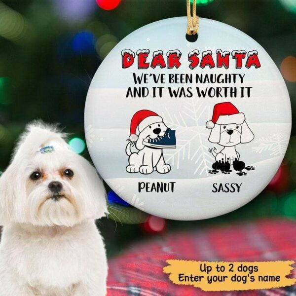 Circle Ornament Dear Santa Dogs Personalized Dog Decorative Christmas Ornament