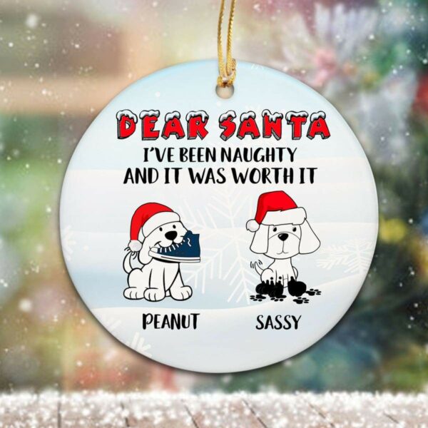 Circle Ornament Dear Santa Dogs Personalized Dog Decorative Christmas Ornament