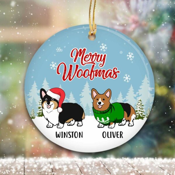 Circle Ornament Dog Christmas Corgi Merry Corgmas Personalized Dog Decorative Christmas Ornament