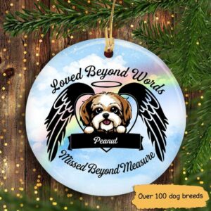 Circle Ornament Dog Memorial Loved Beyond Words Personalized Circle Ornament One Size / White