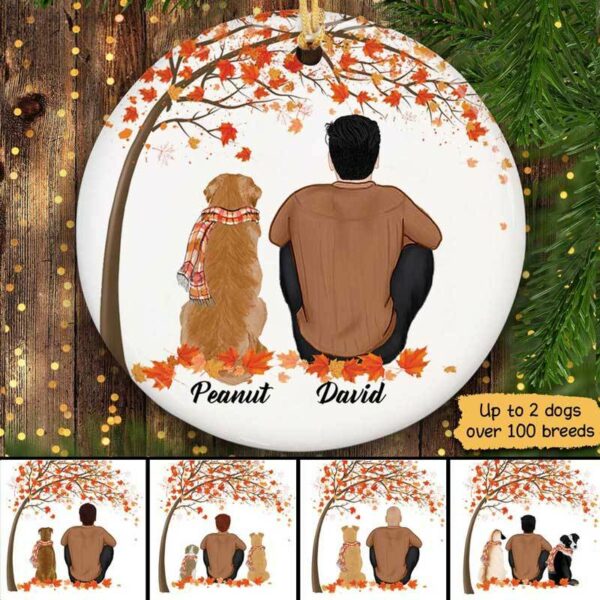 Circle Ornament Fall Season Dog Dad Life Is Better With Dogs Personalized Circle Ornament Pack 1