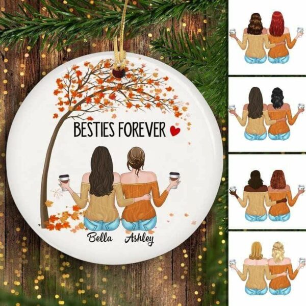 Circle Ornament Fall Season To My Besties Personalized Circle Ornament Pack 1