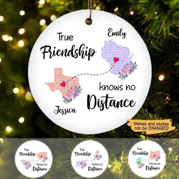 Circle Ornament Handwriting Letter State Map Long Distance Relationship Gift Besties Personalized Circle Ornament Pack 1