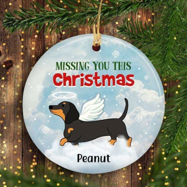 Circle Ornament Memorial Dog Dachshund In Loving Memory Personalized Dog Decorative Memorial Ornament Pack 1