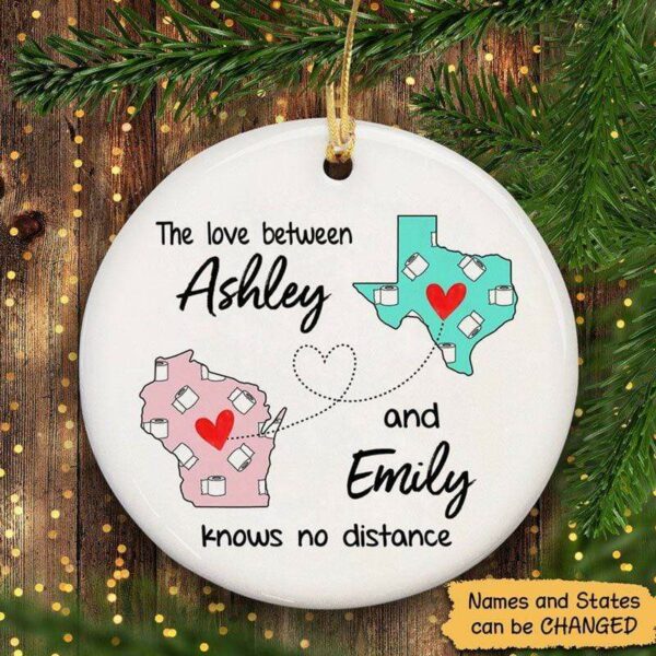 Circle Ornament Toilet Paper States Long Distance Relationship Gift Besties Personalized Circle Ornament Pack 1