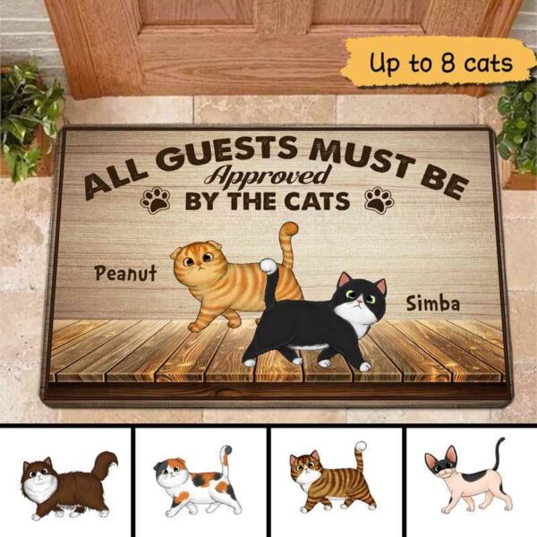 Doormat All Guests Must Be Approved By Fluffy Walking Cats Personalized Doormat 18x30