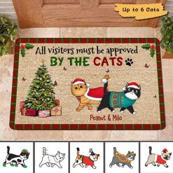 Doormat All Visitors Approved By Cats Christmas Personalized Doormat 16x24